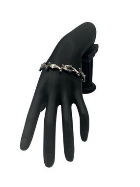 Sterling Silver .925 High Polish Dolphin Link Bracelet 7.5” Unique vintage solid